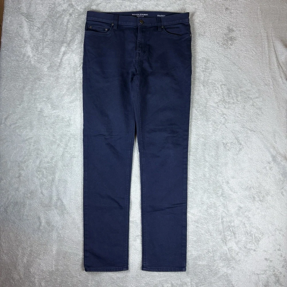 Banana Republic Mens 32x32‎ (Fits 34x31) Blue Travel Pant Slim Fit Taper